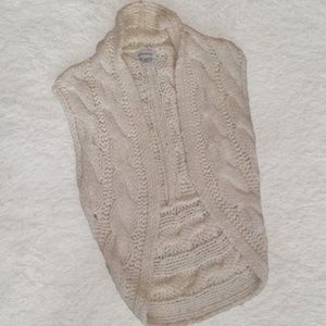bebe Cream Cable-Knit Open Front Poncho Vest